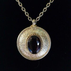 Emmons Topaz Glass Gold Tone Pendant Necklace